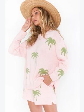 Show Me Your MuMu Pink Palm Tree Crew Sweater